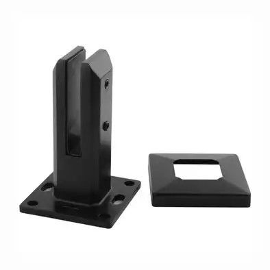 Harga yang bagus Precision Investment Casting Matte Black Square Glass Spigot untuk Balustrade Glass Railing Baja Rinsing on line
