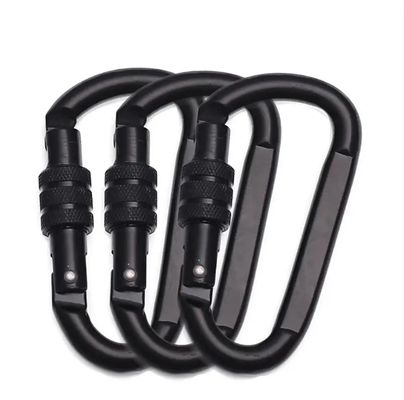 Harga yang bagus Polished Finish D Hook Aluminum Carabiner for Hammock in Black OEM Accepted on line