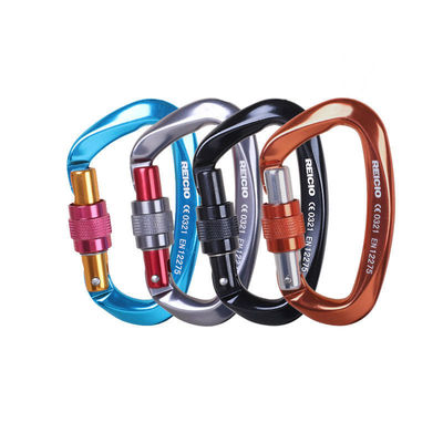 Harga yang bagus Black Oxide Coated Coating Aluminum Carabiner 25KN D Shape Flat Hook for Climbing on line