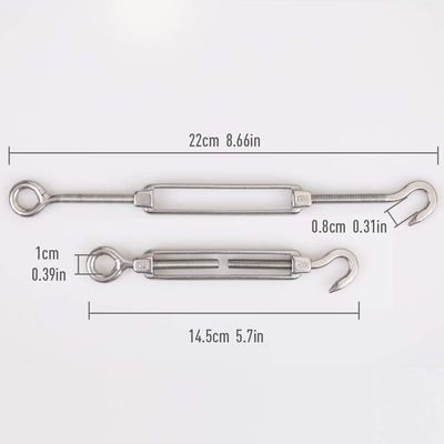 Harga yang bagus Kit Perangkat Keras Tugas Berat Turnbuckle Mata dan Kait Tali Kawat Baja Tahan Karat 304 untuk Pemasangan Tenda on line