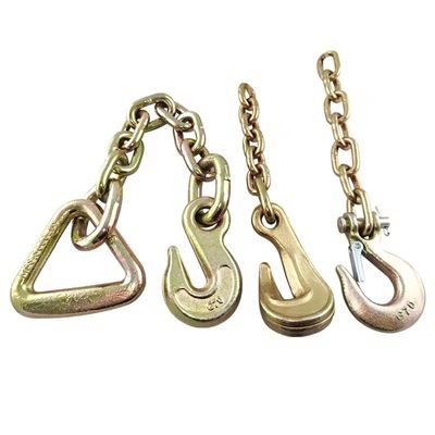 Harga yang bagus Yellow Zinc Plated High Strength G70 Transport Chain with Hook 20Mn2 Material on line