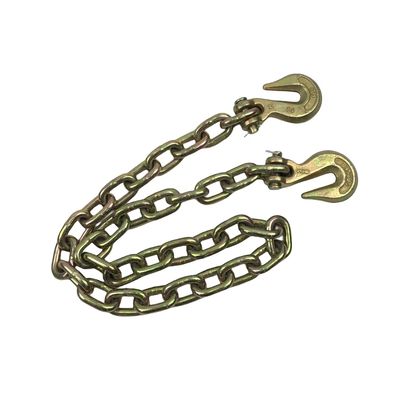 Rantai Transportasi G70 Seng Kuning 5/16''x 18' Dengan Kait Clevis untuk Finishing Hitam