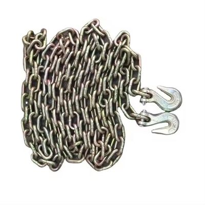 Harga yang bagus Structure Welded Chain Black Heavy Duty Galvanized G70 Truck Tow Chain with Grab Hooks on line