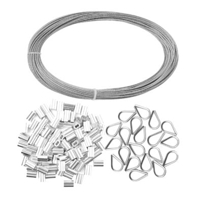 Harga yang bagus Kabel Tali Kawat Baja Tahan Karat 1/16 inci Galvanis dengan Selongsong Keriting Aluminium dan Thimbles Standar AiSi on line