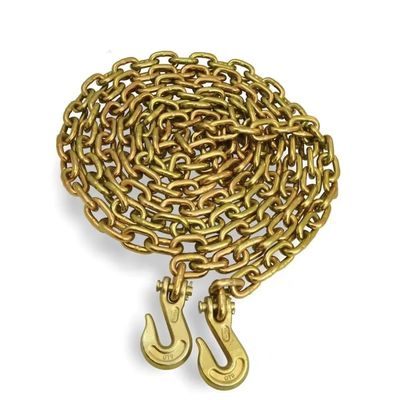 Harga yang bagus 3/8''X 20 Ft Yellow Zinc Heavy Duty Welded Chain G 70 With Clevis Grab Hook on line