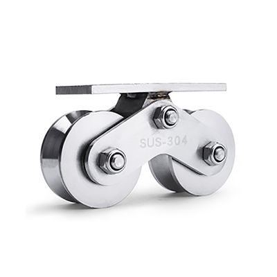 Harga yang bagus V Groove Double Wheels 304 Stainless Steel Pulley Wheel for Heavy Duty Gate on line