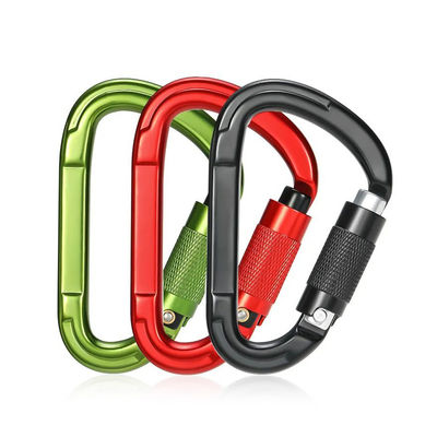 Harga yang bagus 25kN Aluminium Alloy D-bentuk Snap Hook Carabiner untuk Keberangkatan kelas profesional on line