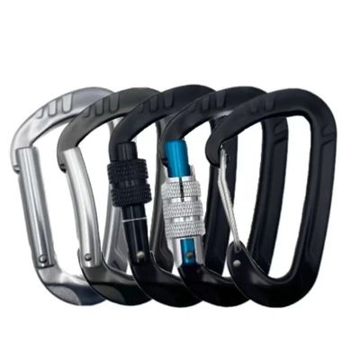 Harga yang bagus Klem Carabiner Pengunci Sekrup Panjat Aluminium 12kN Klip Carabiner Gym untuk Industri Berat on line