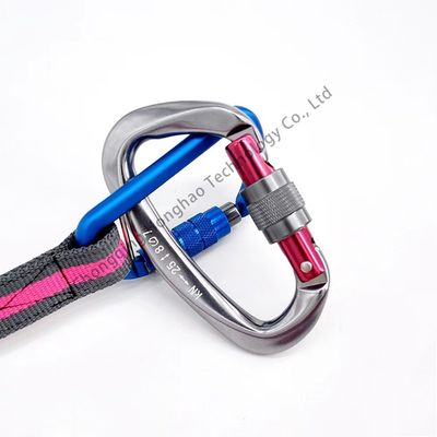 Harga yang bagus Carabiner penguncian sekrup berbentuk D untuk pendakian gunung dan penyelamatan ketinggian tinggi dengan finishing seng on line