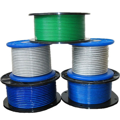 Harga yang bagus Langsung Dari 5/32 inci ke 7/16 inci PVC Lapisan Steel Kabel Tali 7x7 / 7x19 Grade Karbon Steel Panjang 100-2000m on line