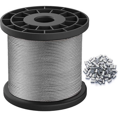 Harga yang bagus Stainless Steel 304 Wire Cable 7x7 Strands Core Steel Cable 328FT Aircraft Cable Sleeves Stops 1/16 7*7 Wire Rope For Outdoor on line