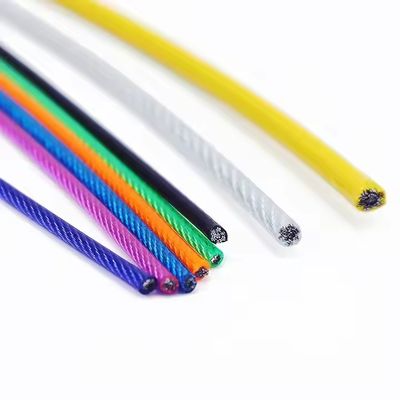 Harga yang bagus Konstruksi 7*7 PVC Dilapisi Tali Kawat Baja Galvanis 3.0mm Karbon Tinggi Berwarna dengan Layanan Pemrosesan Lainnya on line