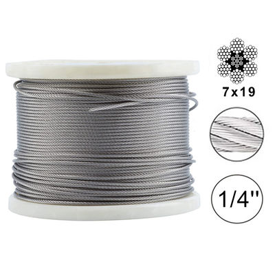 Harga yang bagus Tali Kawat Baja 250 kaki Tanpa Lapisan Untuk Sistem Kit Perangkat Keras Pagar Dek Panjang 250 kaki Tali Kawat Baja Tahan Karat T316 on line