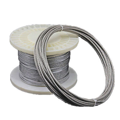 Harga yang bagus Kabel Tali Baja Tahan Karat Inti Standar 7x7 Non-Paduan untuk Rel Dek Kapal Laut dengan Selongsong Crimp 316, Panjang 50 Kaki on line