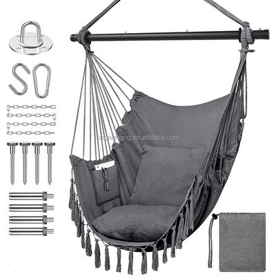 Harga yang bagus 100*130cm 320g Poliester-katun Ayunan Gantung Tali Hammock Dengan Dua Bantal on line