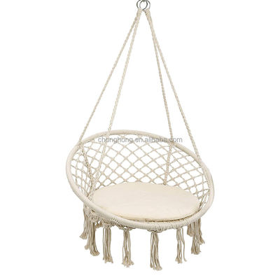 Harga yang bagus Round Hanging Hammock Outdoor Garden Cotton Rope Macrame Fringe Patio Swing Hammock Chair Pet Hammock on line