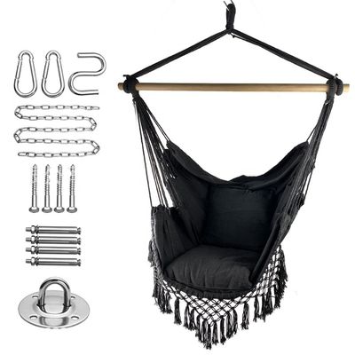 Harga yang bagus 100*130cm 320g Polyester-cotton Hanging Rope Swing Hammock With Two Pillows on line