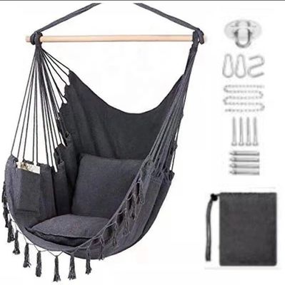 Harga yang bagus 100*130cm 320g Poliester-katun Ayunan Gantung Tali Hammock Dengan Dua Bantal on line