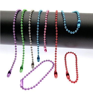 Harga yang bagus Colorful 120mm Long Mixed Color Metal Adjustable Antiqued Ball Chain with Bead Connector Clasp Keychain on line