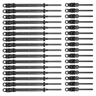 Harga yang bagus Kit Pagar Rel Kabel Hitam Tugas Berat dengan Ulir yang Dapat Disesuaikan dan Alas Sudut untuk Kelautan dan Konstruksi on line