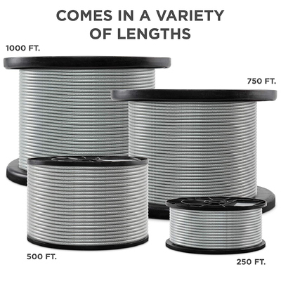 Harga yang bagus Kabel Pesawat Baja Galvanis MIL-DTL-83420 dengan Konstruksi 7x7 / 7x19 dan Diameter 3/64
