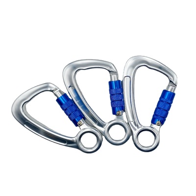 Harga yang bagus Pengunci Otomatis Perangkat Keras Panjat Tebing Kunci Putar 23kN Carabiner Aluminium dengan Mata Tertahan on line