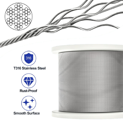 Harga yang bagus 7x19 Konstruksi Galvanized Steel Wire Rope 3/64