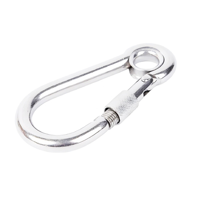 Harga yang bagus DIN5299 Spring Carabiner Stainless Steel Screw Snap Hook Locking Rock Climbing Carabiner Clips dengan Mata on line