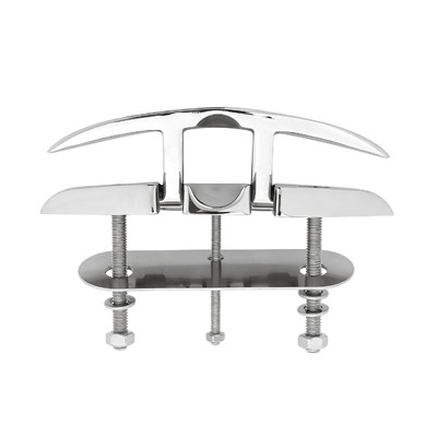 Harga yang bagus Folding Boat Cleats Marine Grade 316 Stainless Steel Flip up Boat Dock Cleats Rope Cleat dengan Backing Plates untuk Dek on line